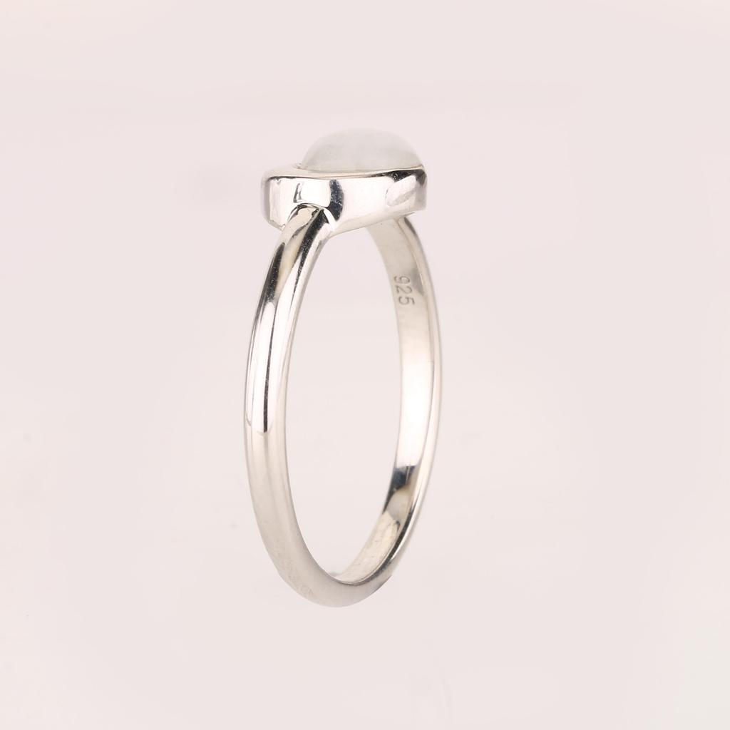 925 Sterling Silver Ring Rainbow Moonstone Cabochon 6mm Rhodium or Yellow Gold Plated Elegant Women Jewelry