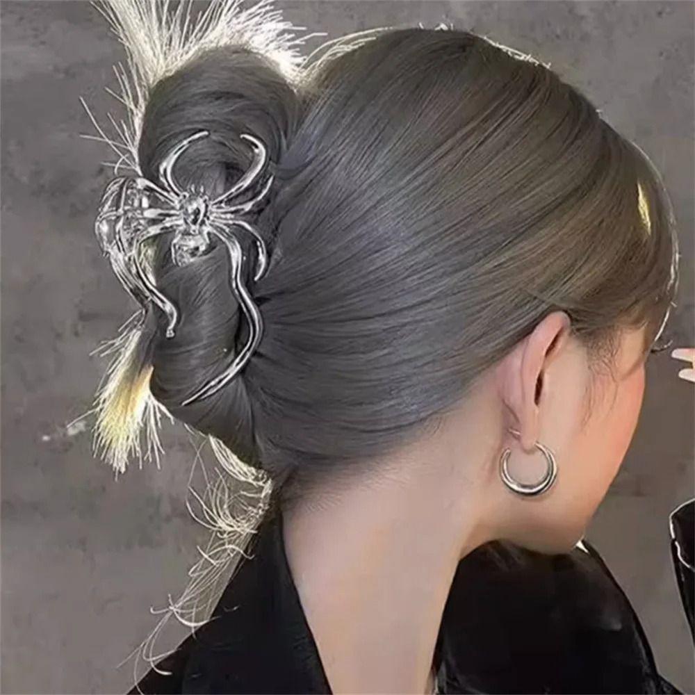 Hollow Large Shark Clip Y2K Metal Hair Claw Simple Spider Hair Claw Ladies