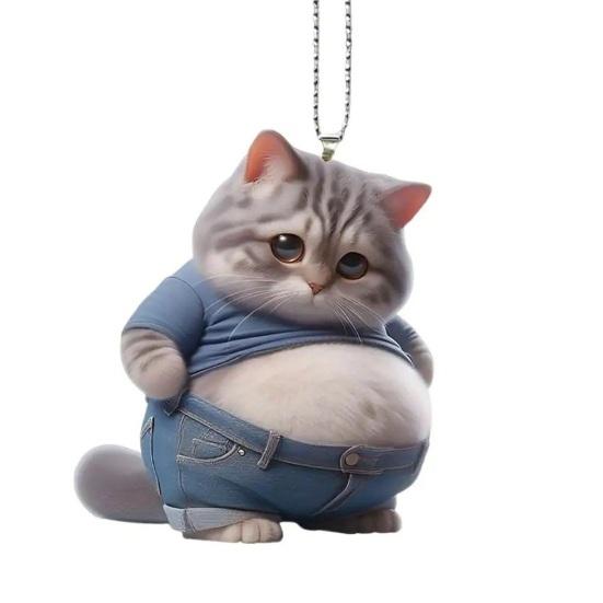 Kitten Pattern 2D Acrylic Ornament Christmas Car Mirror Hanging Decoration Backpack Auto Accessory Car Decoration