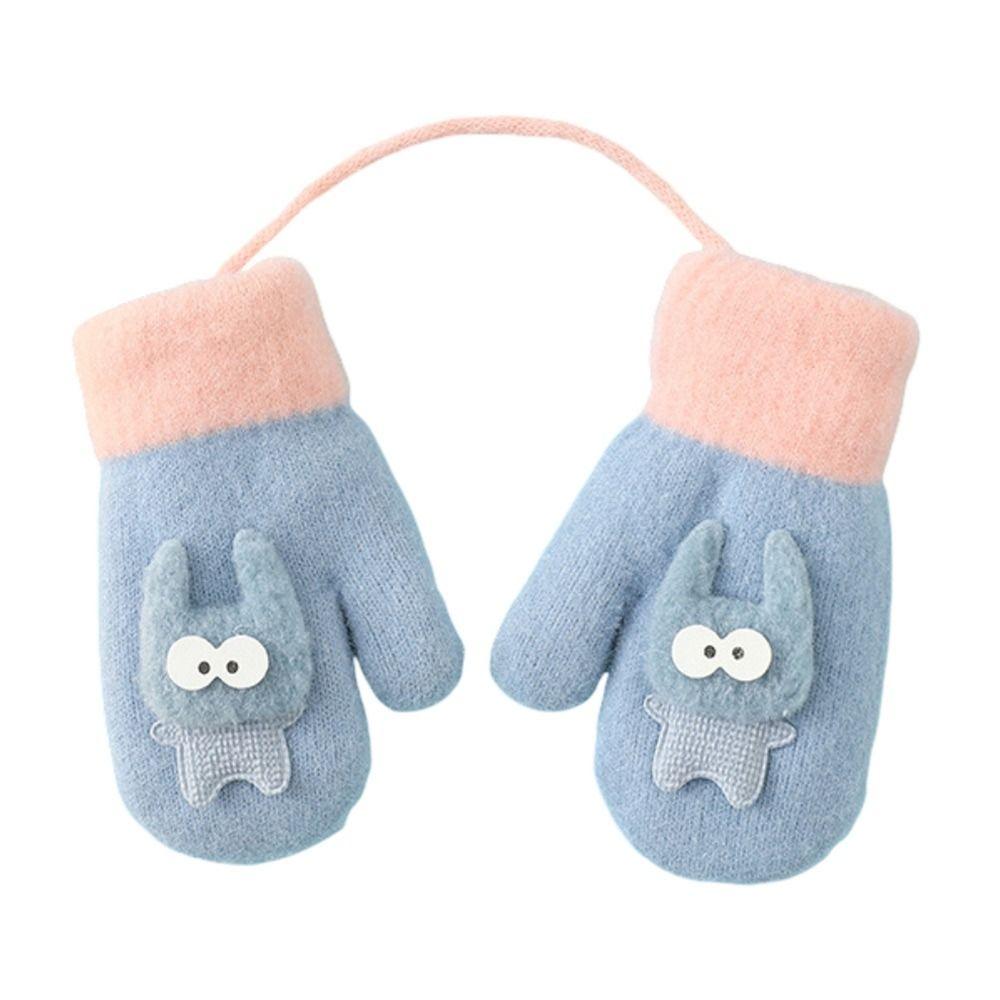 Пушистая подкладка Детские вязаные перчатки для малышей Мягкие мультяшные варежки Модные теплые перчатки для девочек и мальчиков