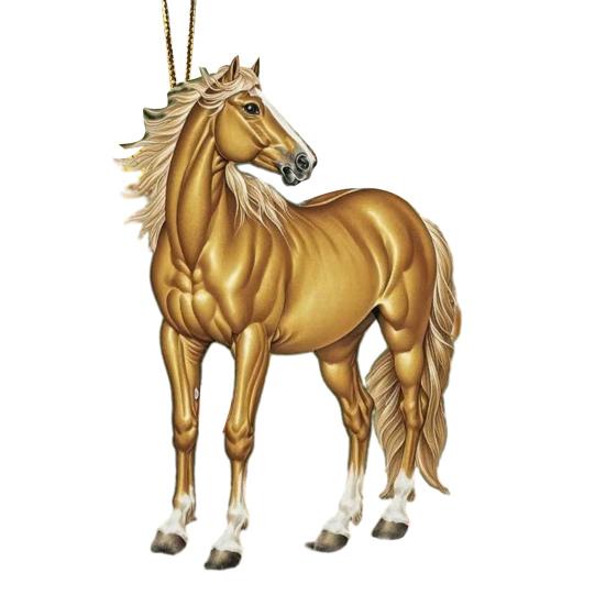 Sparkling Horse Ornament 2D Acrylic Hanging Decor Realistic Christmas Tree Horse Charm Elegant Equestrian Gift for Holiday Tree