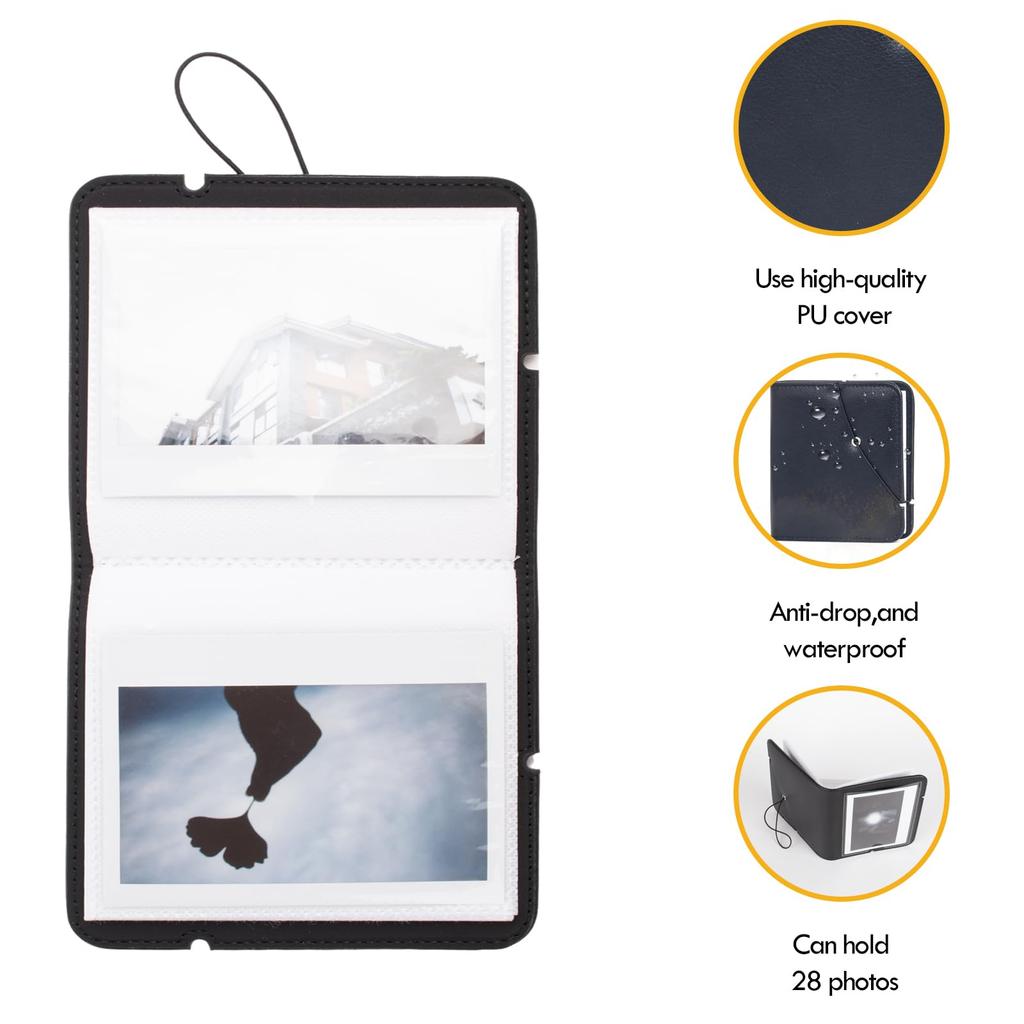 Rieibi FUJIFILM Instax Cute Instax Compatible with Polaroid Instax Instax Album Inch Holds 28 Can Also Store Business Cards and Cash PU Album for