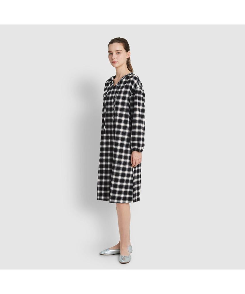 JAJU Women'S Flannel Pajama Dress_Jet Black