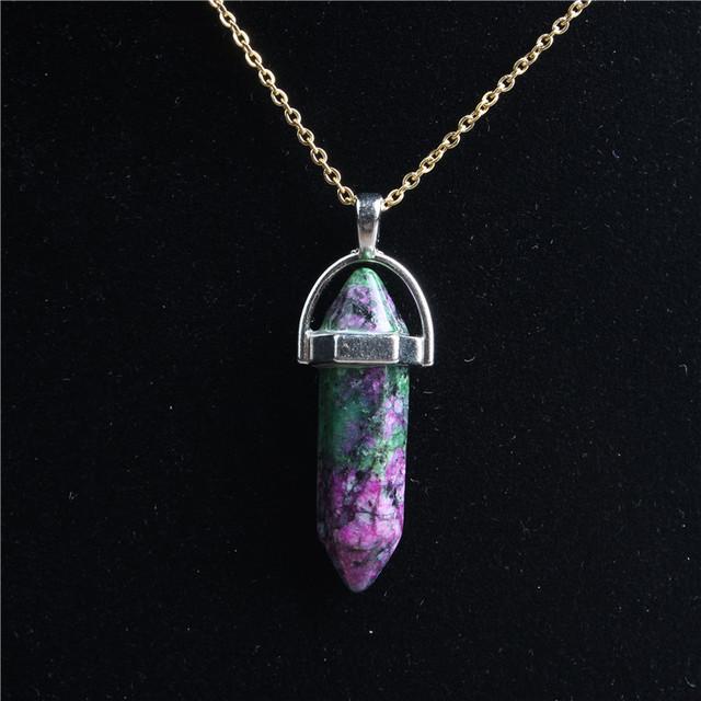 29 Стиль 42 см Натуральный Кристалл Камень Ожерелье Шестигранная Колонна Золотая Цепь Нержавеющая Сталь Подвеска Для Самодельных Ювелирных Изделий Для Мужчин И Женщин