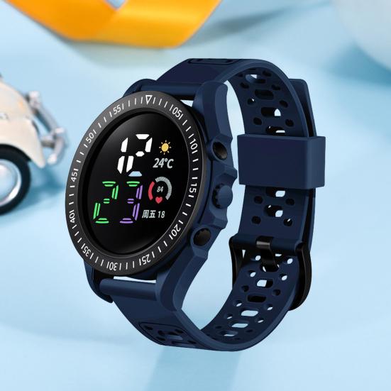 Kids LED Digital Waterproof Comfortable Silicone Sports Watch Band Calendar Week Display Boys