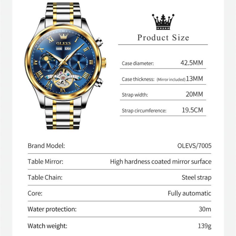 OLEVS New Top Men's Watch Multifunctional Mechanical Watch Fully Automatic Business Waterproof Men's Watch High -end Watch
