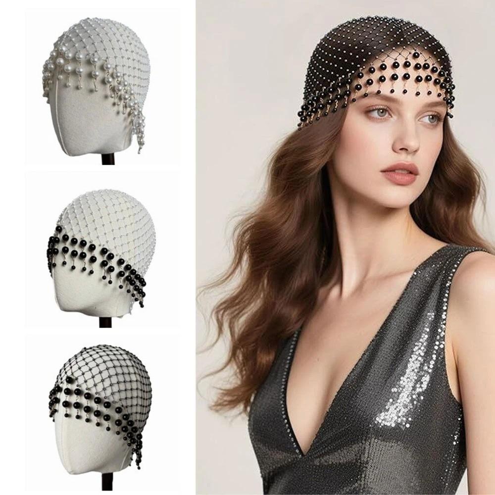 Hollow Out Pearl Tassel Hair Hat Pearl Tassels Luxury Headcaps Bridal Accessories