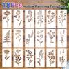 18 Sheets/set, New Style, Wildflower Painting Template, Reusable, Painting Tools, Floral Plants, Spray Painting Template, Pet Graffiti Props