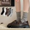 Solid Lace Ruffle Women Socks Japanese Fashion Middle-tube Lace Socks Women Korean Style Solid Color Black White Gray Long Socks