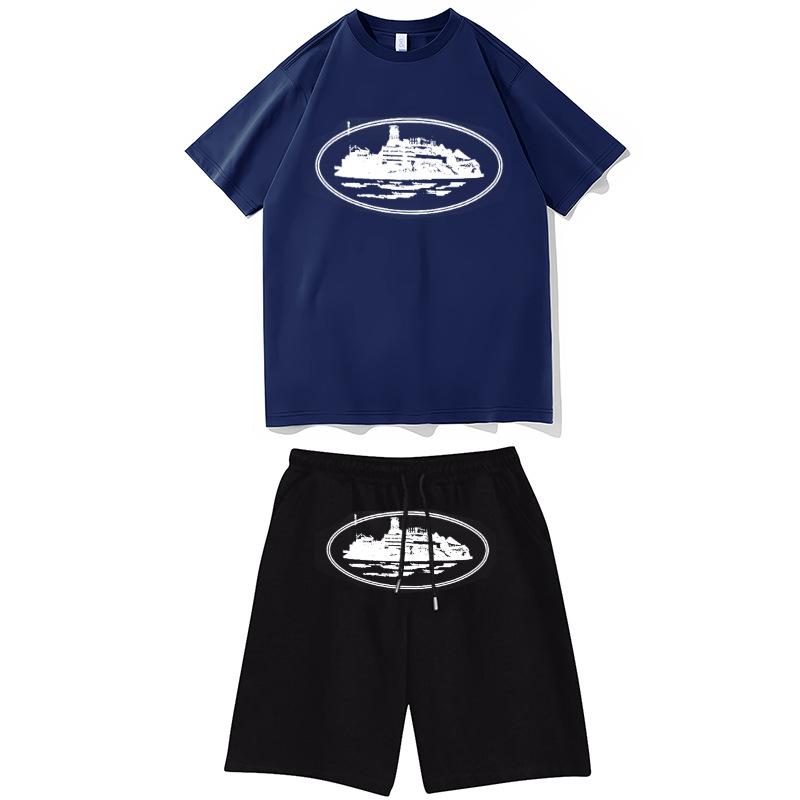 Cross-border T-shirts, pullovers, European and American Alcatraz Island unisex sweatshirts and sweatpants sets, street hip-hop outfits