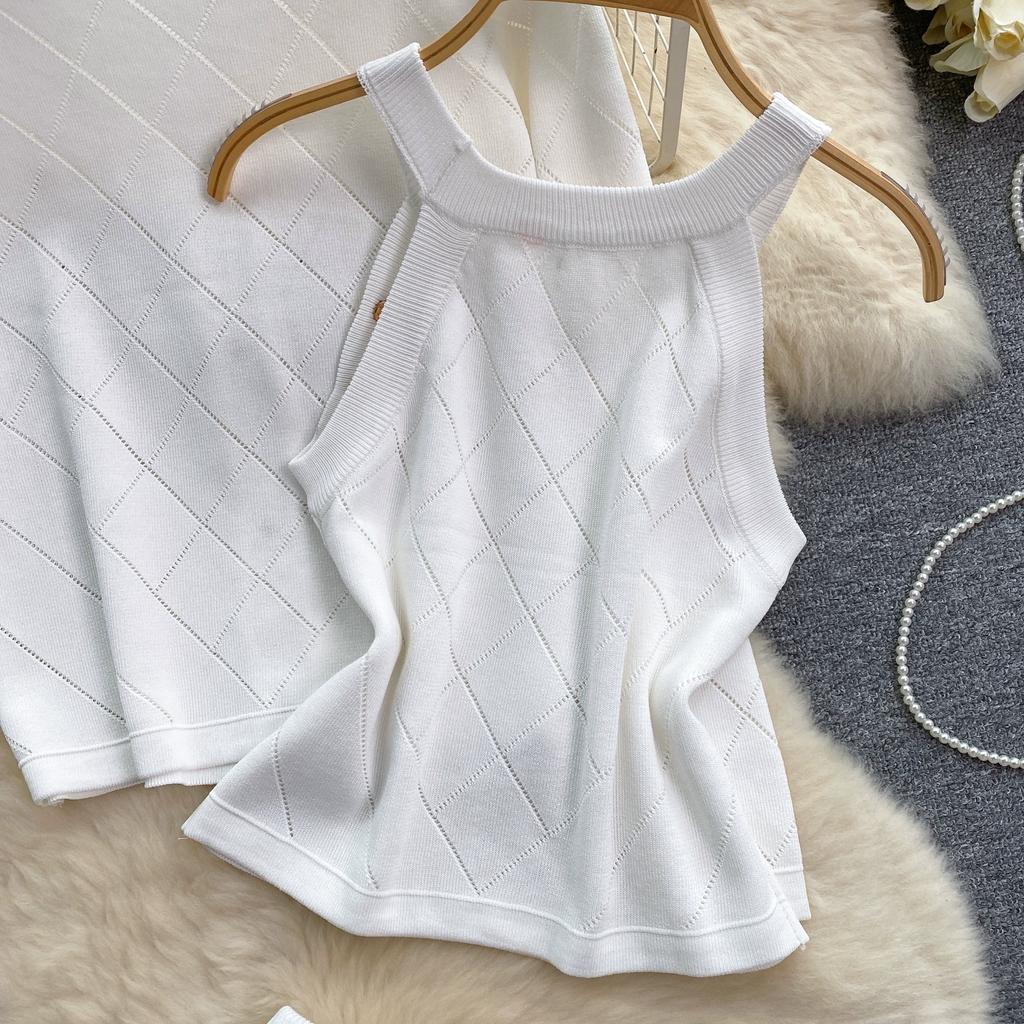 Весенне-осенний женский вязаный свитер в клетку с золотыми пуговицами, однобортный пиджак, жилет и мини-короткая юбка, комплект из 3 предметов