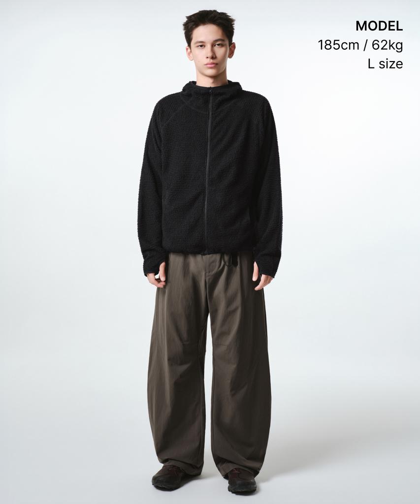 MUSINSA STANDARD [City Leisure] Mesh Fleece Hooded Zip-Up [Black]