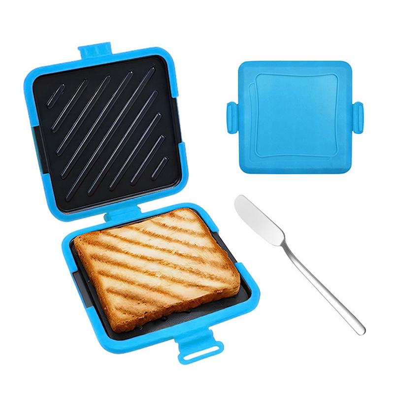Multifunctional Silicone Baking Pan With Butter Knife Quick Heating Microwave Oven Toaster Sandwich Plate For Kitchen 1Pc