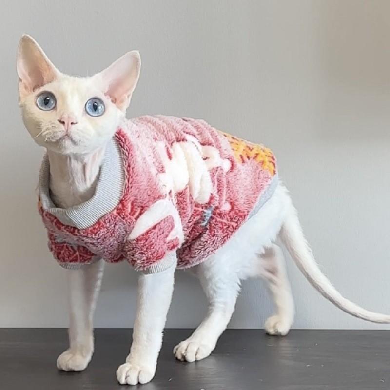 Devon Rex Sphynx Cat Clothes Flannel Two-Legged Pet Outfit Small Dogs Like Teddy Bichon Soft Warm Night Glow Fleece