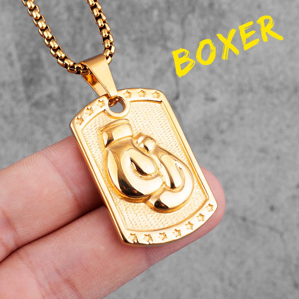 Boxing Gloves Boxer Tag Men Necklaces Pendants Chain Punk for Boyfriend Male Stainless Steel Jewelry Creativity Gift Wholesale