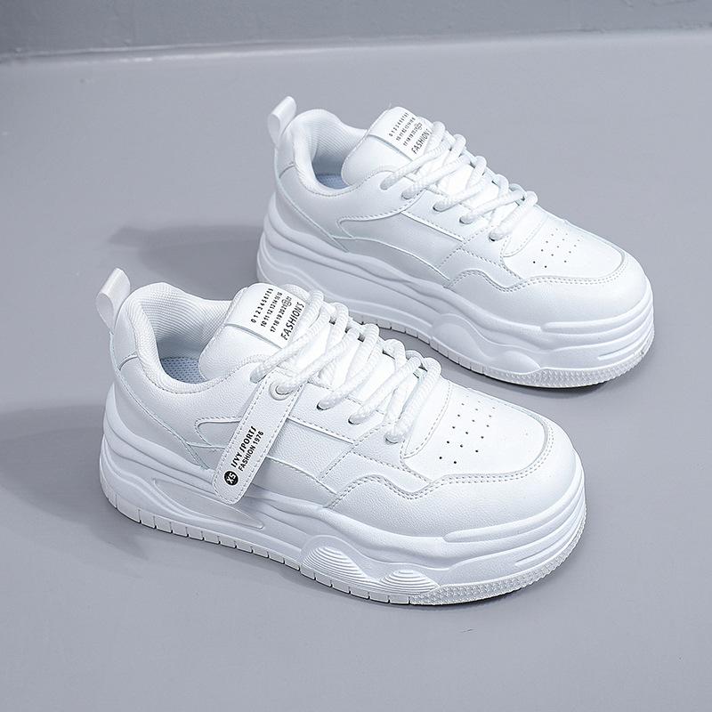 Женские повседневные кроссовки на толстой платформе, дышащие кроссовки из искусственной кожи для ходьбы, удобные кроссовки на шнуровке для бега для женщин, легкие кроссовки для тренировок и тенниса