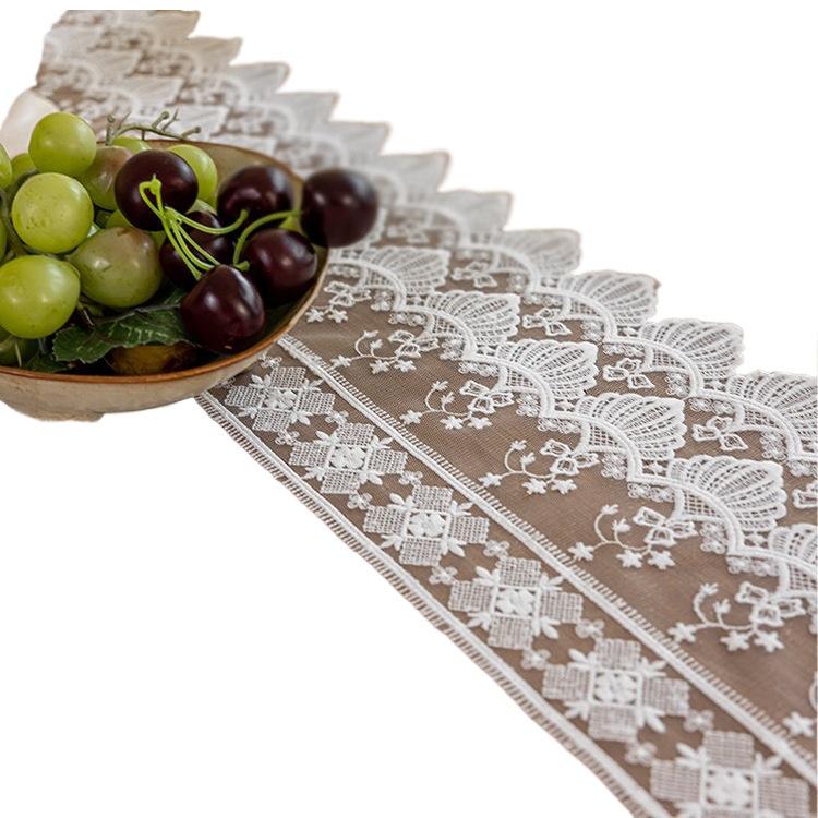 Vintage French Lace Table Runner - Elegant Retro Dining & Sideboard Mat
