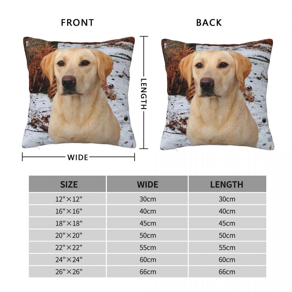 Yellow Labrador Retriever Lab Pillowcase Polyester Linen Velvet Pattern Zip Decor Sofa Cushion Cover 18"