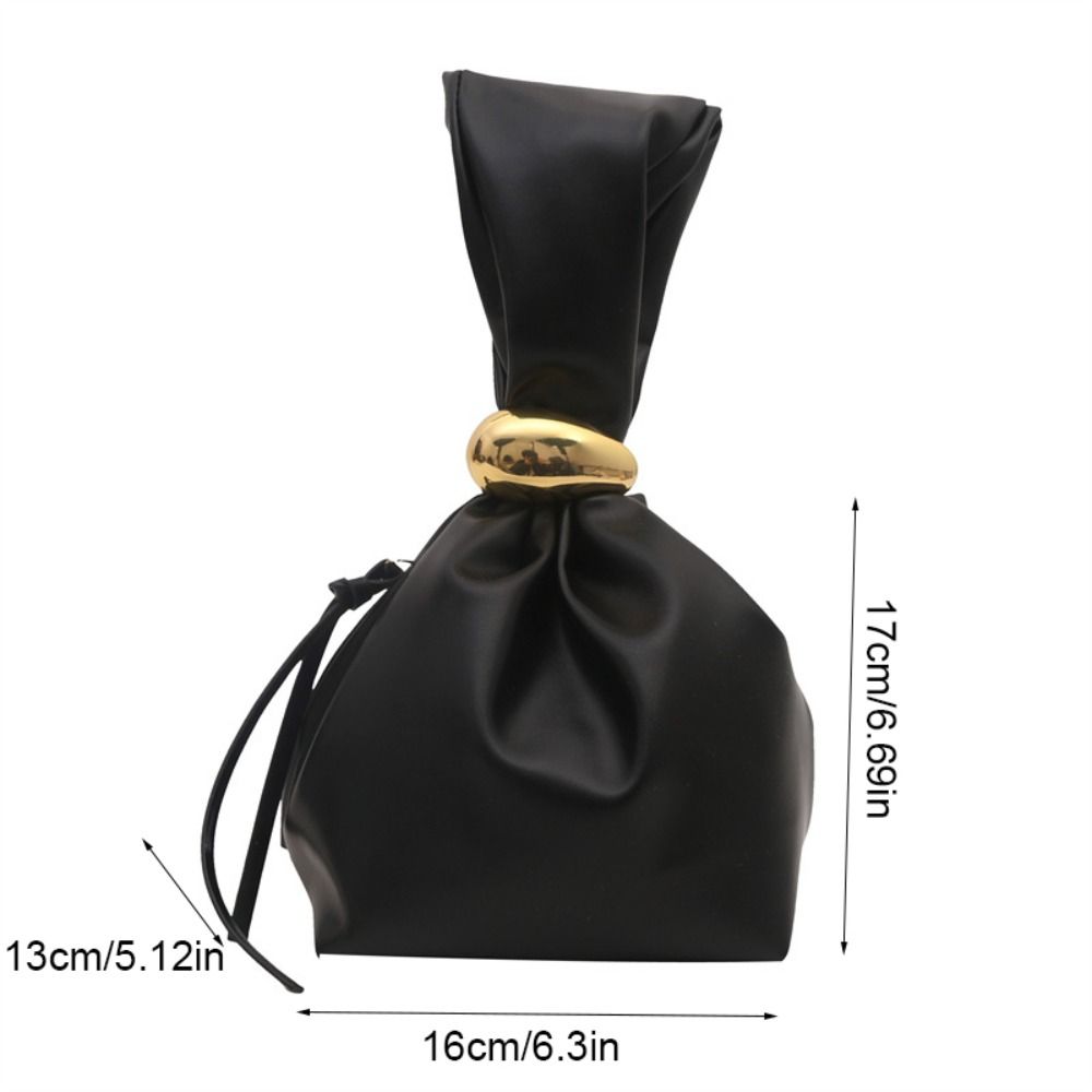Solid color PU Leather Clutch Bag Side Zipper Pleated Bucket Bag Retro Party Evening Bag Daily