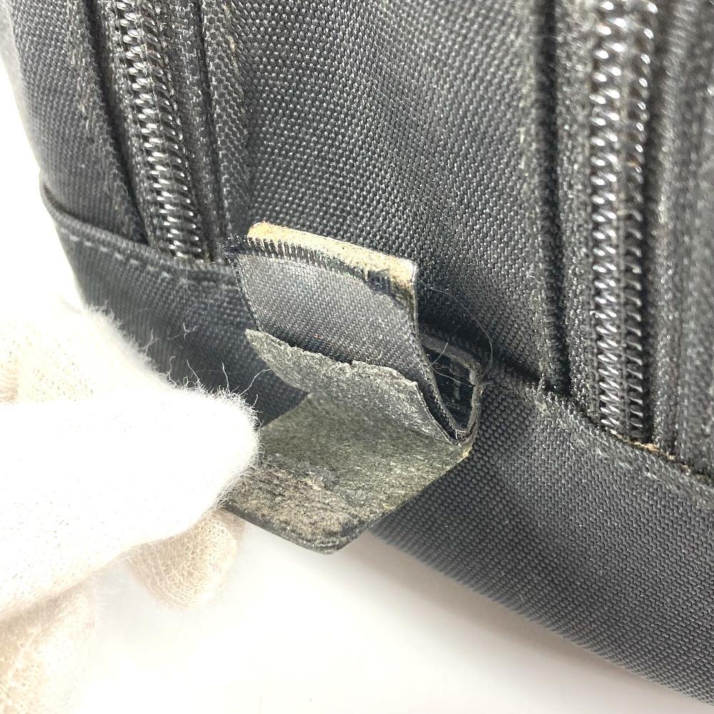 GUCCI 02888 Logo W Zip Zip Bag Pouch Clutch Bag with Handle Leather/Canvas Black