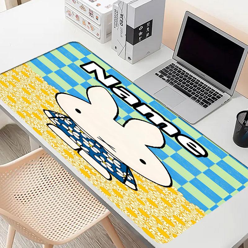 Custom Name Personalized Miffy Pattern Mousepad, Laptop PC Desk Mat, Decorative Desk Mat for Home Keyboard Pad Gift
