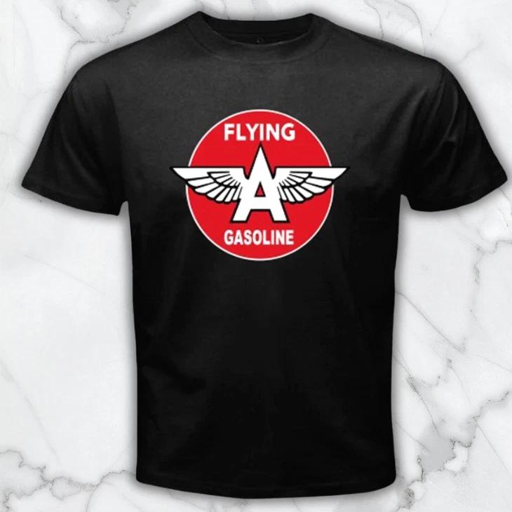 Flying A Gasoline Oil Racing Men's Black Graphic T Shirt Freeships