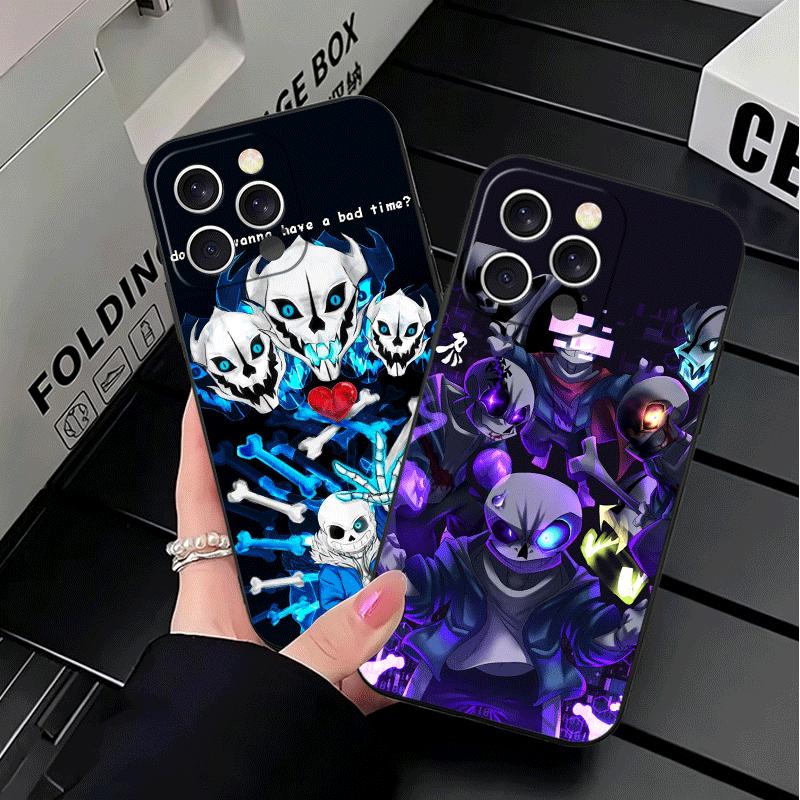 Мягкий чехол для телефона U-Undertale S-Sans для iPhone 16 16E 17 Air 15 Pro Max 14 Plus 13 Mini 11 12 7 Черный Чехол Задняя Панель