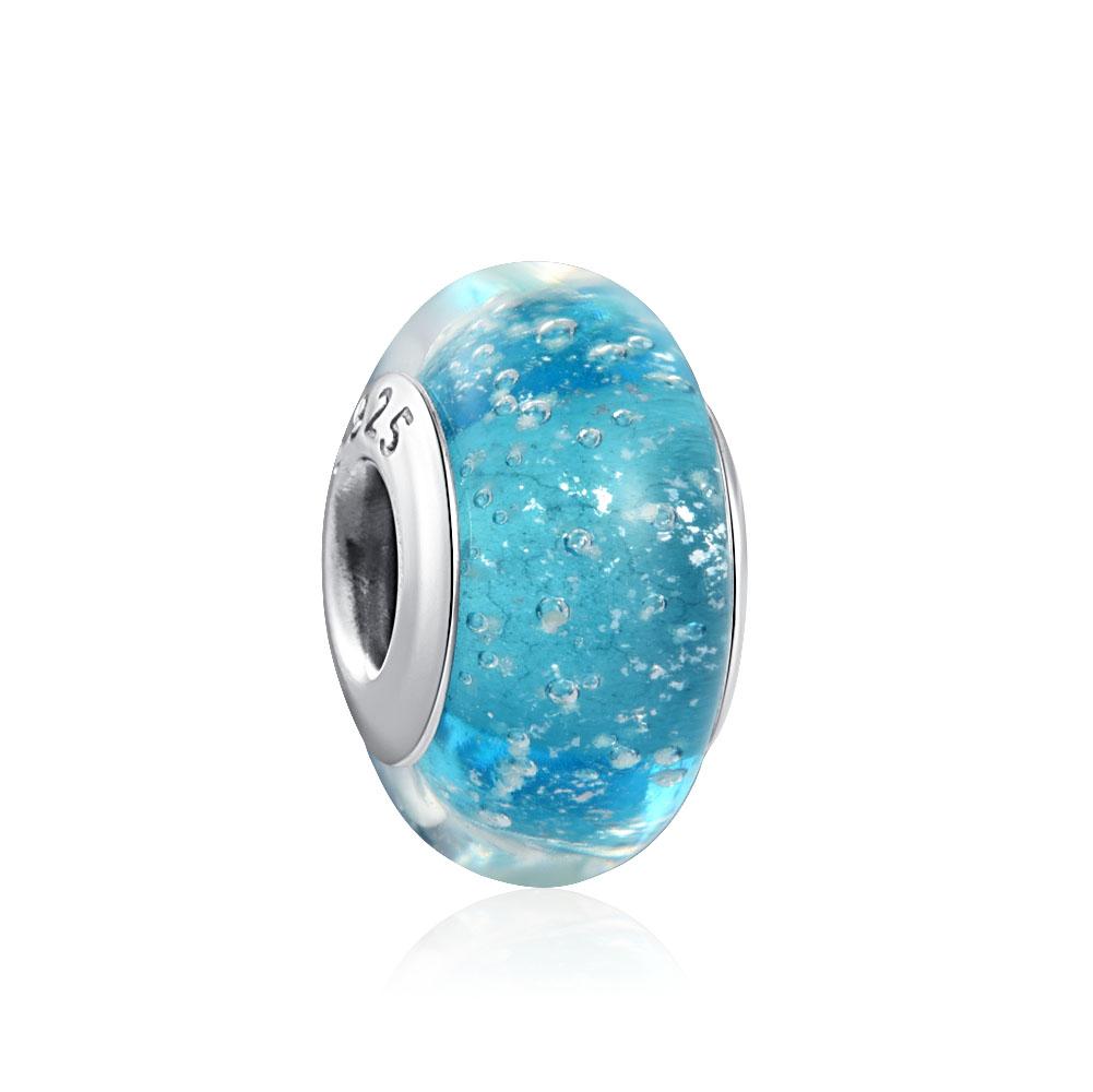 New S925 Sterling Silver Plated Pink Red Green Blue Murano Glass Bead Charm Fit Original Bracelet DIY Jewelry For Girl