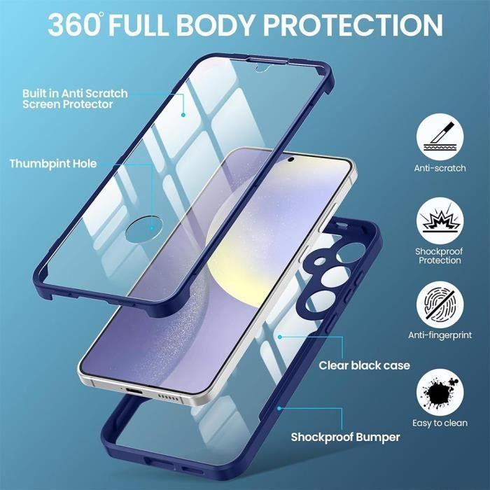 Coque de protection - BOOLING - pour Samsung Galaxy S24 Plus - TPU souple - PC rigide - Bleu Marine
