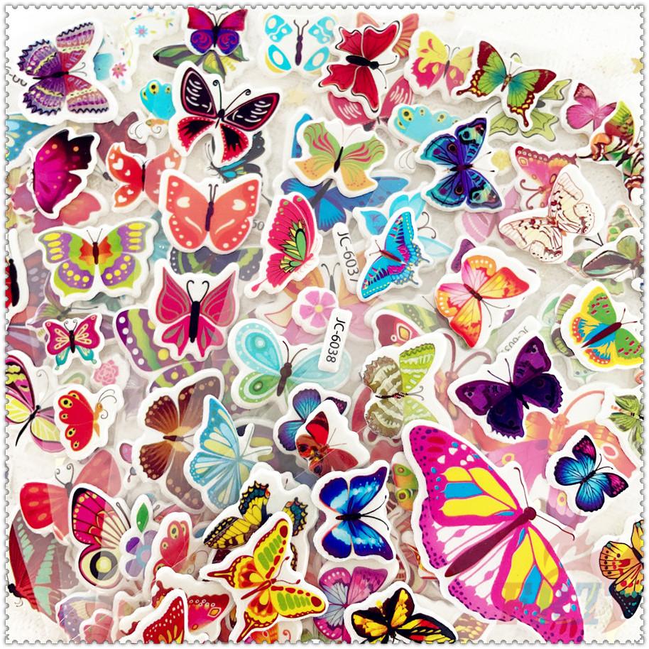 8Sheets/set Cartoon Butterfly Rewards Sticker Puffy Bubble Toys Stickers