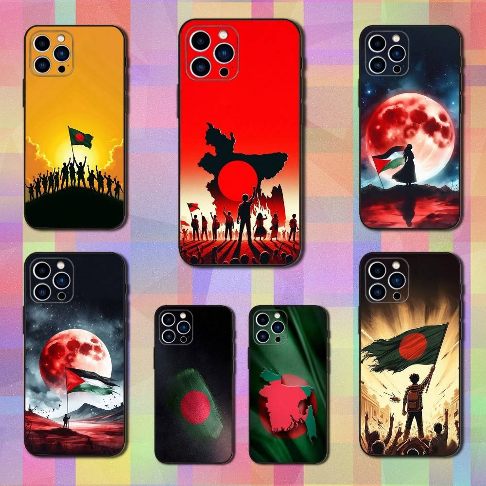 Hot B-Bangladesh Flag For iPhone 13,17,11,12,16,14,15,Plus,Pro Max,XS,X,XR,SE,Mini,8,7,Soft Silicone Black Phone Case