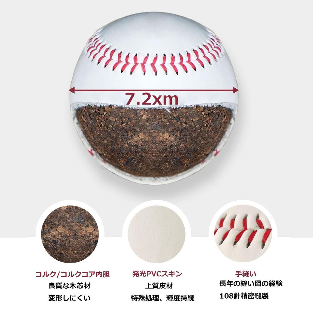 Набор из 2 бейсбольных мячей для ночного бейсбола Мягкие бейсбольные мячи для ночного бейсбола Официальный размер 9 Без батареек Светоотражающие мячи для среднего и высокого уровня Для бейсбола