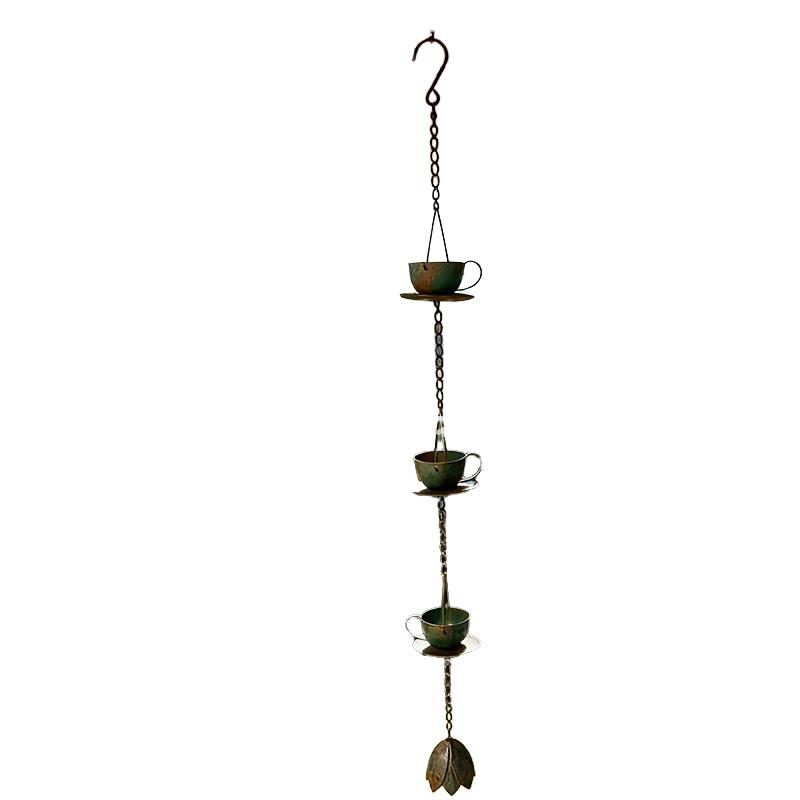 Iron Art Vintage European Rain Chain for Garden Balcony Drainage Hand Painted Decorative Water Guide