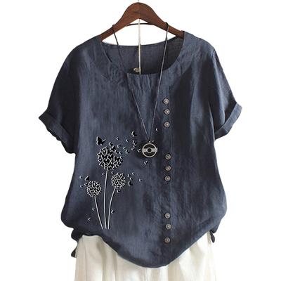 Очаровательная женская повседневная футболка с 11 яркими принтами и пуговицами