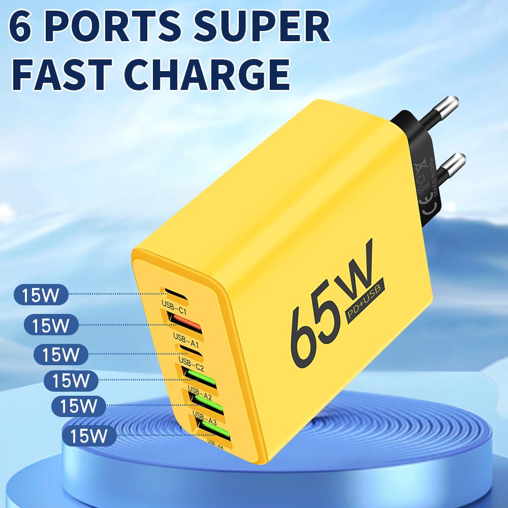 65 Вт USB PD зарядное устройство Muti Plug Ports быстрое зарядное устройство мобильный телефон Type C настенный адаптер для iPhone Xiaomi Samsung Huawei