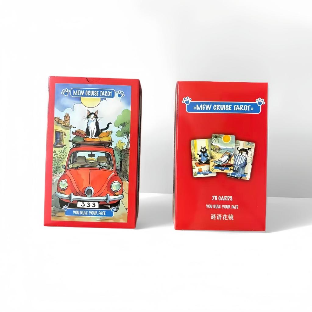 Mew Cruise Tarot Cards 10.3*6cm 78 Tarot Cards with Cute Cat Artwork, Divination Board Game for Cat Lovers and Beginners
