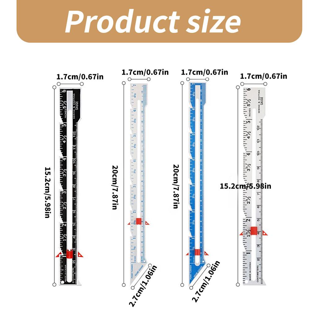 Sewing Gauge Metal Fabric Quilting Ruler Hem Measuring Gauge Sewing Measuring Tool for Fabric Knitting Sewing Hemming