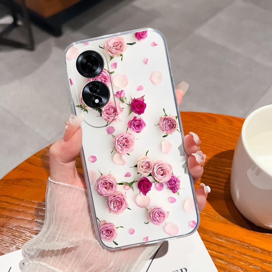 Чехол для OPPO Realme C63 C61 Reno12 Pro A60 A59, силиконовый чехол из мягкого ТПУ с популярным цветочным узором, противоударный бампер с защитой от падения, чехол для OPPO Capa