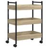 VidaXL Kitchen Trolley, Shelf with Wheels, Service Cart, Indoor Living Room Bathroom Storage Furniture, Oak 842357