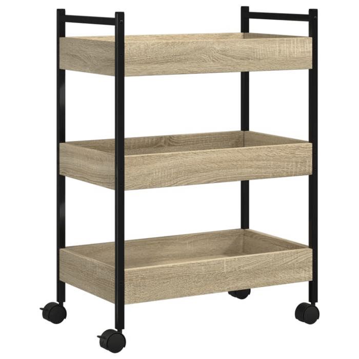 VidaXL Kitchen Trolley, Shelf with Wheels, Service Cart, Indoor Living Room Bathroom Storage Furniture, Oak 842357
