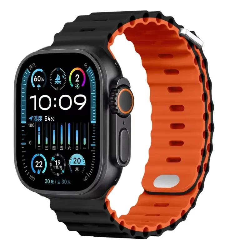 Силиконовый ремешок Ocean для Apple Watch Ultra 3/2 49 мм Серии 11/10 46 мм 42 мм 9 8 7 45 мм 41 мм Ремешок для часов iWatch 6 5 SE 44 40 мм