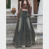 Women's American Retro High-Waist Denim A-Line Fishtail Skirt - Autumn/Winter Medium-Long Slim Fit