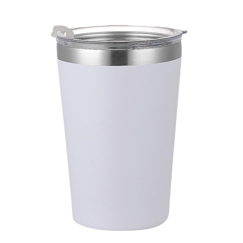 Milk Cup, 304 Stainless Steel Insulated Cup with Lid, Coffee Cup, Double-layer Spray Painted Straight Body Car Cup