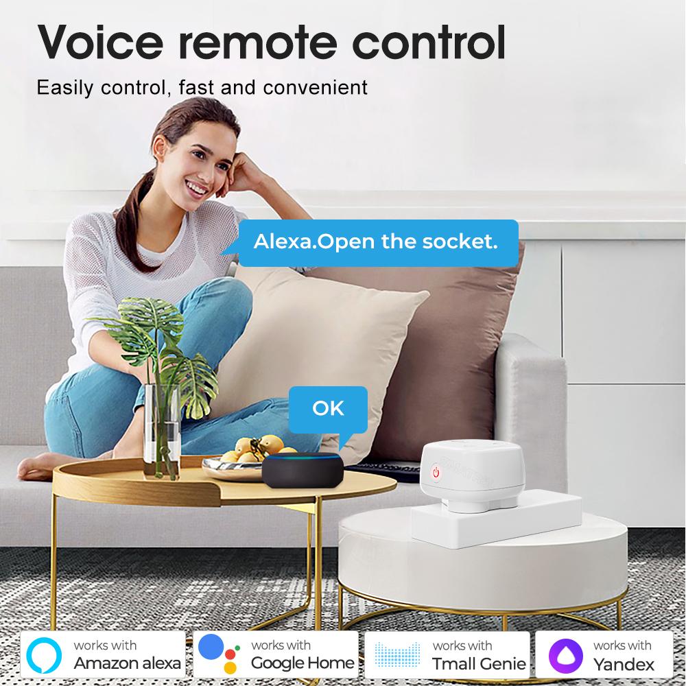 Tuya Wifi Smart Socket 3 Pin Plug ЮАР-ЕС Великобритания США розетка адаптер питания монитор Голос для Google Home Alexa