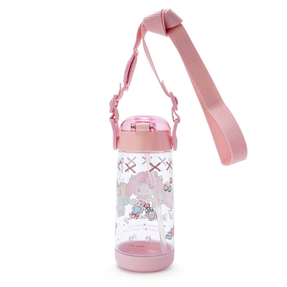 Sanrio Water Straw Direct Plastic My Cold Water Shoulder Strap Name Sticker 181871 Children's Bottle, Bottle, 480ml, Drinking, One-Touch, Lightweight,