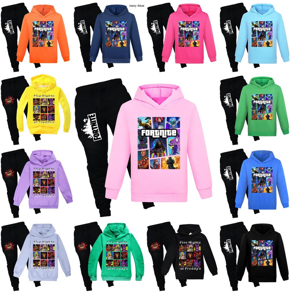 Fortnite Pattern Printing Cartoon Kids Sweater And Pants Set With Soft Cotton Fabric For Middle School Children