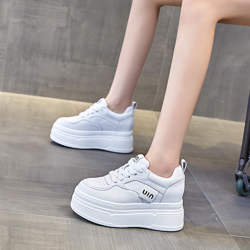 9 см натуральная кожа женские весенние кроссовки на танкетке на платформе осенние массивные удобные туфли на каблуках женские модные дышащие женские