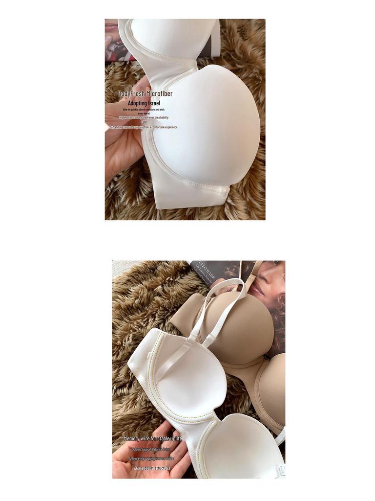 Женский бесшовный бюстгальтер без бретелей: Сексуальный, Гладкий, Регулируемый, Мягкая косточка, Дизайн полукубка для маленькой груди.
