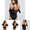 Enchanting Black Sexy Deep V One Piece Swimsuit Bikini Retro Bodysuit For Women