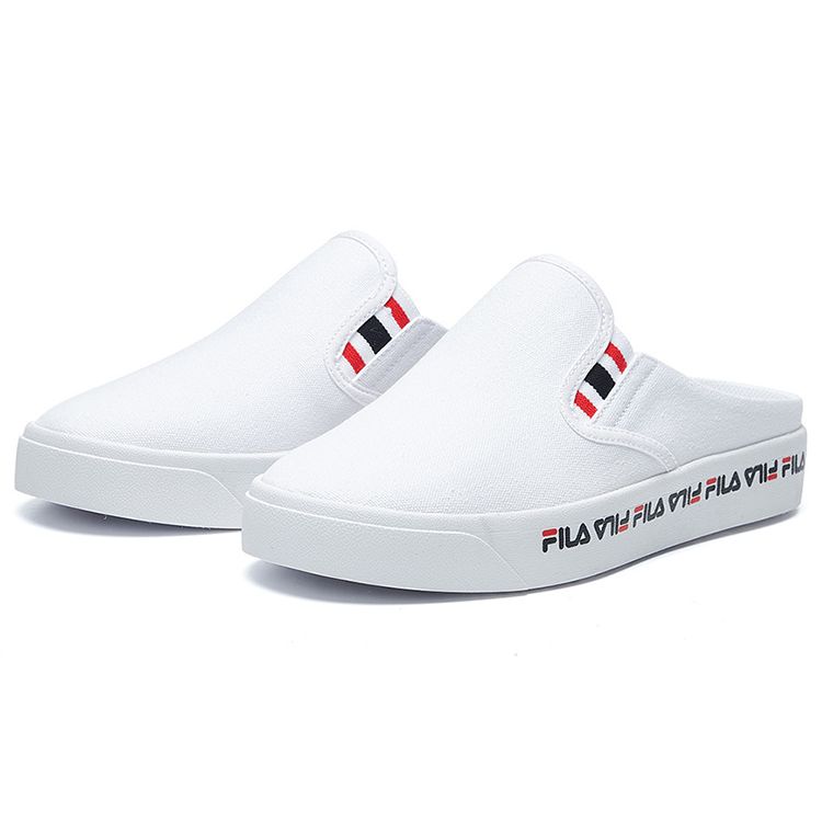 Fila Слипоны Мюли Круглый Носок Низкий Верх Холщовые Туфли Женские кроссовки Белые F62W021301FWT